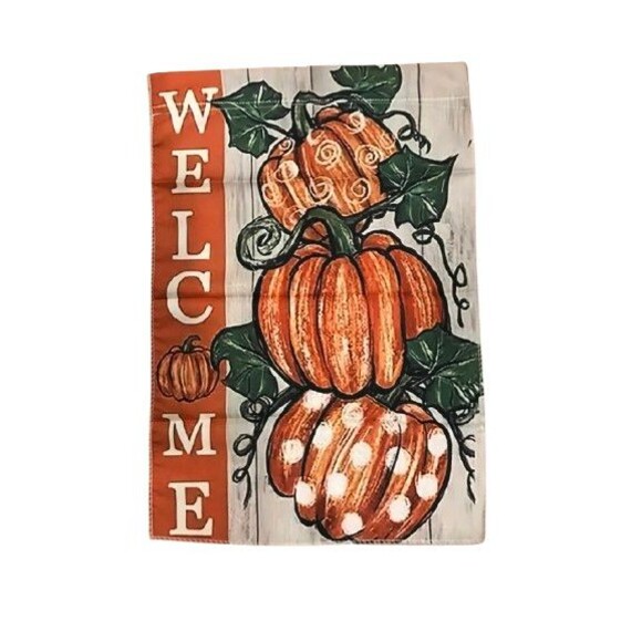 Garden Flag 12x18in Polyester Welcome Pumpkin Double sided - Picture 1 of 1